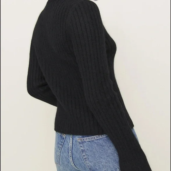 NWT Reformation Rebecca Cashmere Alpaca Tie Front Cardigan Black - Size XL - Picture 2 of 4